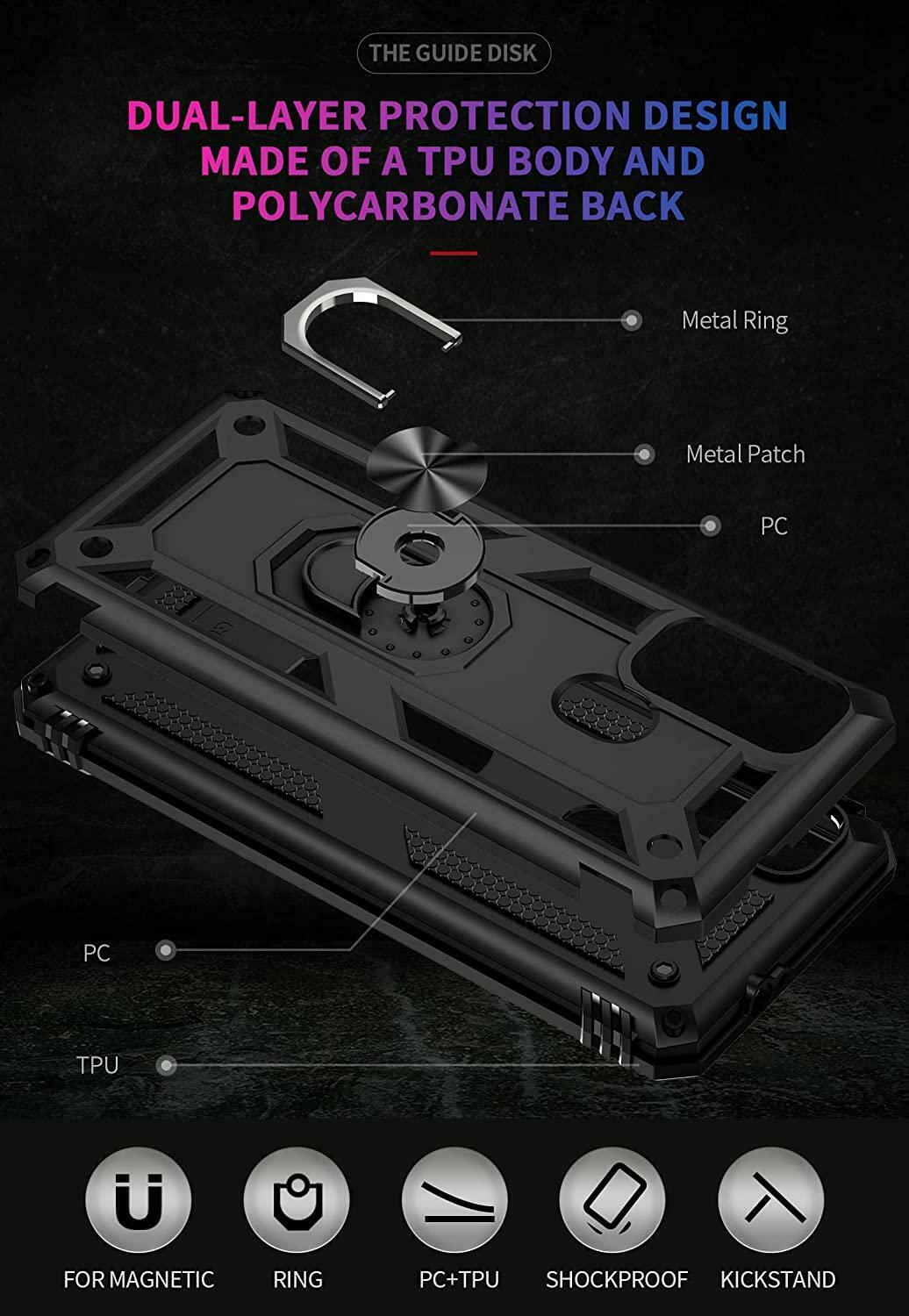 Protectores para celular  para Motorola  Moto G60s Funda reforzada con anillo v2 Negro